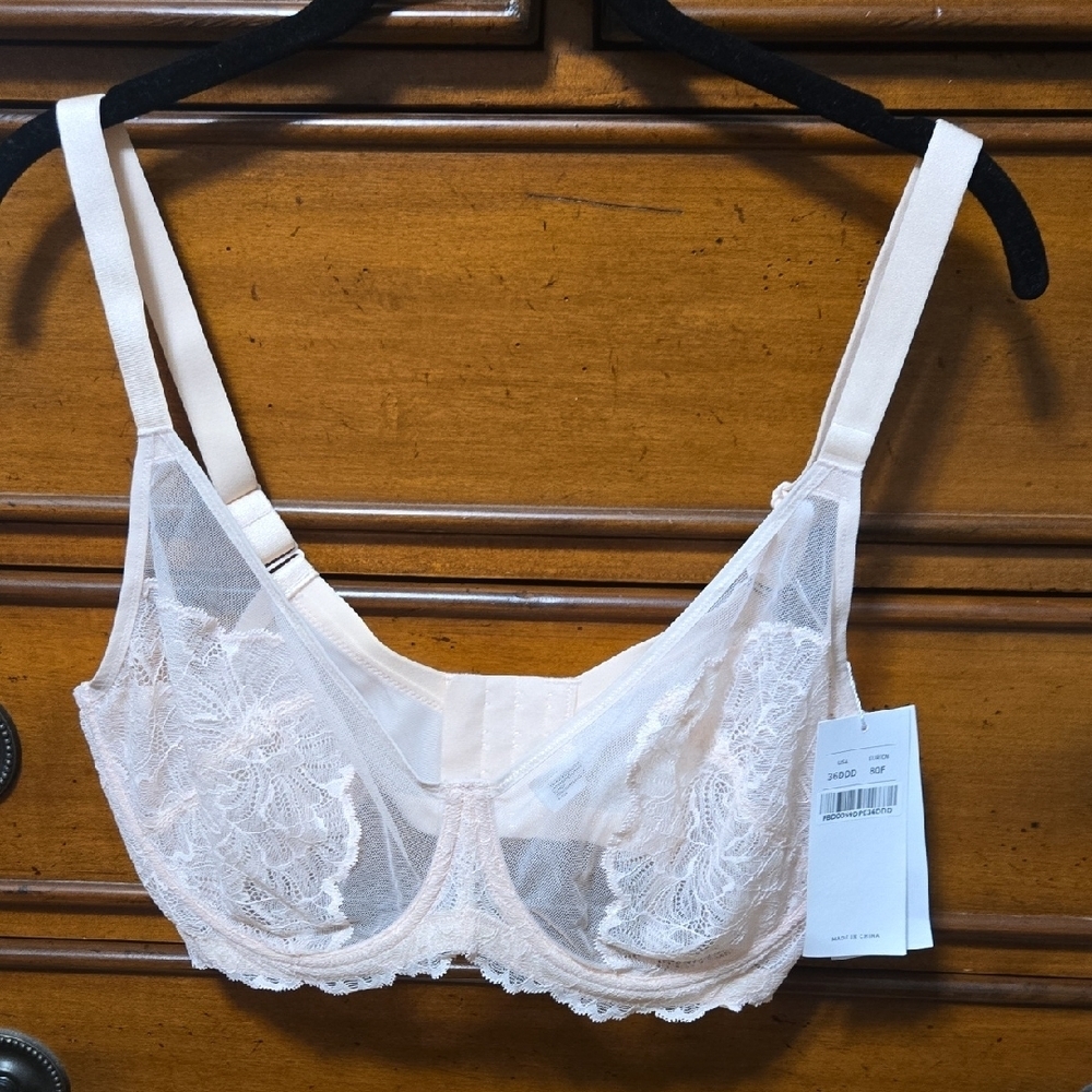 HSIA Blush Pink Lace Underwire Bra Size 36DDD NWT